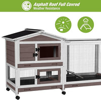 Outdoor Rabbit Hutch Indoor Bunny on Wheels Large Guinea Pig Cage with Run for Any Small Animals,Removable Pull Out Tray White
