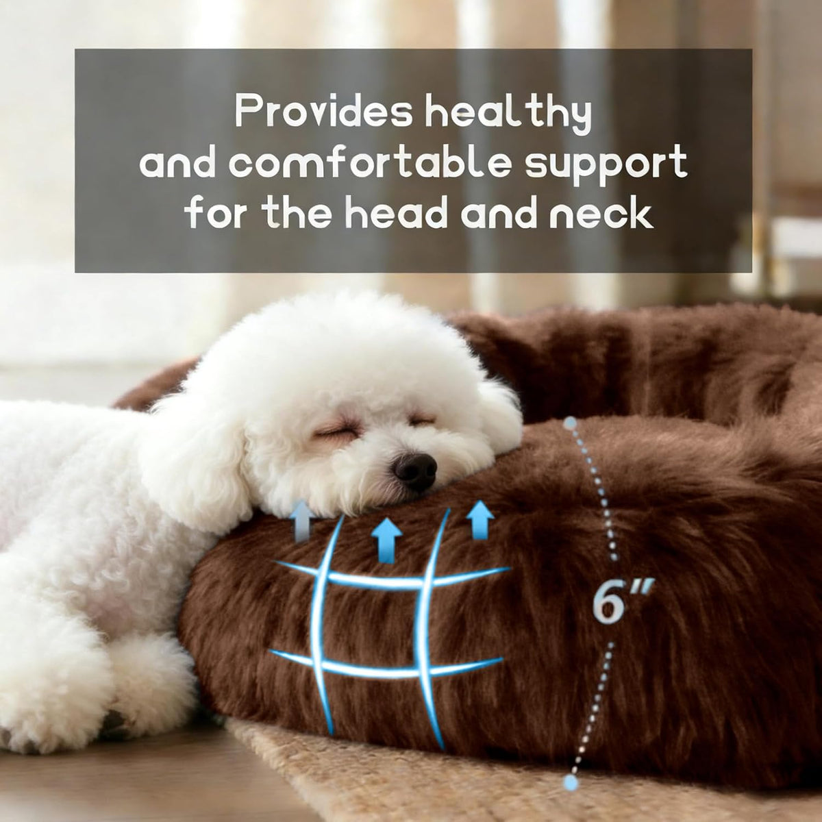 Comfort Donut Dog Bed, Ultra-Soft Pet Bed with Neck Support - 20''Lx20''Wx8''Th / Coffee - image 2