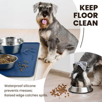 VIVAGLORY Pet Food Mat Flexmat Dog Bowl Mat, S - Navy Blue / L (24.0 x 15.7in) - image 2