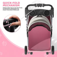 Magshion Foldable Pet Stroller, 3-in-1 Dog Travel Jogger with Detachable Carrier, Cup Holder, Storage Basket, Folding Carrier for Small/Medium Dogs & Cats Up to 33 lbs, Pink