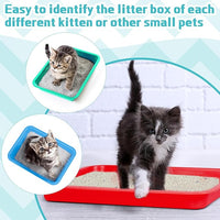Tessco for you 3 Pcs Open Small Kitten Litter Box Rabbit Pan Waterproof Plastic Litter Tray Travel Toilet for Cats Bunny Guinea Pig Small Pet, Easy Clean(Fresh Color,15.1 x 12 x 1.4 Inch)