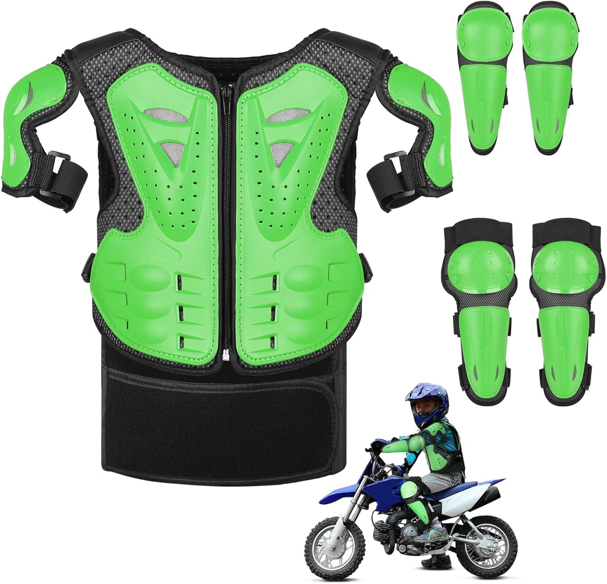 JUSTDOLIFE youth dirt bike gear set with chest protector, knee and elbow pads - view 10