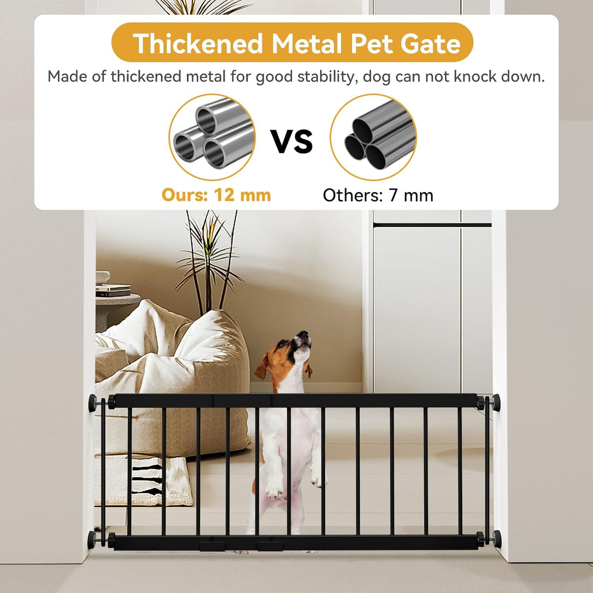Dog Gate Indoor,18"-45" Adjustable Extra Wide Metal Short Dog Gate to Step Over, 10" Tall Small Pet - 18-45''W*10''H / Black - image 4
