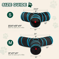 Love's cabin Cat Tunnel for Indoor Cats - Black&Blue / M (31"x17"x11") - image 2