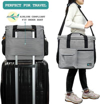 PetAmi Dog Travel Bag - Organizer with Food Container, Bowls & Accessories for Weekend Camping, Cat Diaper Bag (Stripe Black, Large)