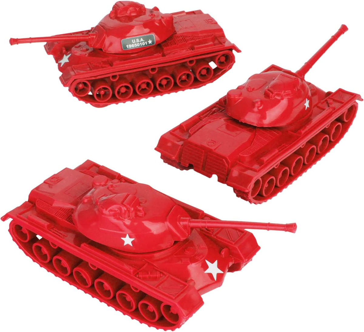TimMee Toy Tanks for Plastic Army Men, OD Green WW2 3pc - Red