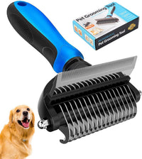 Undercoat Rake for Dogs, Pet Hair Grooming Brush - Blue