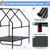 48” Extra Large Dog House-2-in-1 Extra Large Dog House with 8.5” Elevated Dog Bed-Weatherproof Waterproof Outdoor Dog House,Easy to Clean