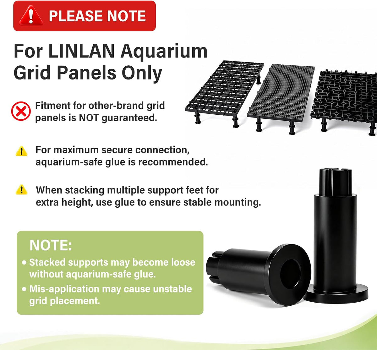 LINLAN 8 Pieces High-Density Aquarium Grid Plastic with 48 Brackets - 4pcs - image 2