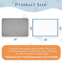 Silicone Puppy Pad Holder Tray with Clips, Fits 24" x 24" Pads – Essentials for Dogs - 36"L x 25"W - image 3