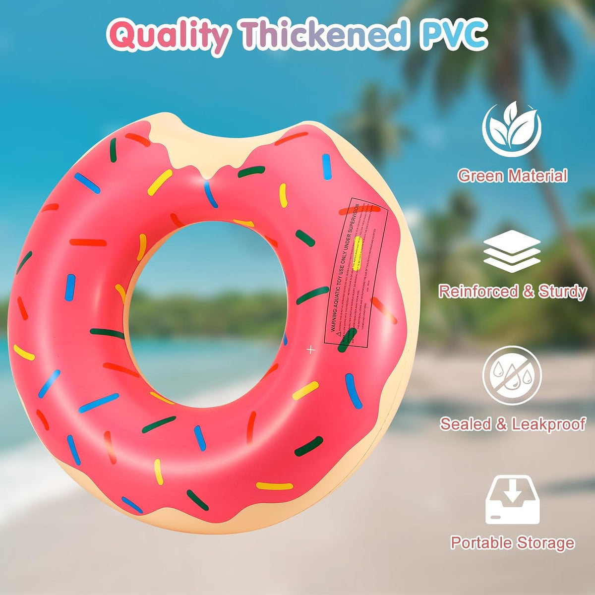 HeySplash Pool Floats Kids, Inflatable Swimming Rings – Fun for Kids & Family - L-Donut Pink*2 + Brown - image 3