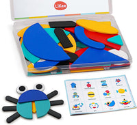 LiKee Wooden Shape Puzzle, 36 Blocks& 1 Booklet - 1 booklet / 36