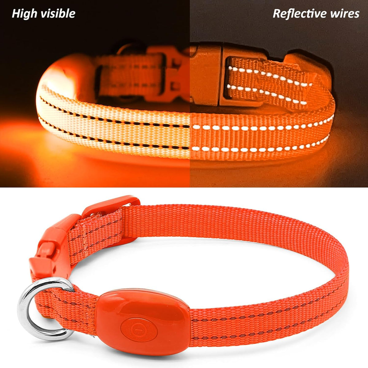 Light Up Collar for Small Dogs& Cats - XS (9.45-14inch / 24-35.5cm) / Orange - image 2