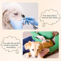 Mudder 6 Pieces Dog Grooming Comb - Double-Sided, Multipurpose Tool for Removing Tear Stains, Crust, Mucus, and Fleas from Small Pets Like Cats and Puppies