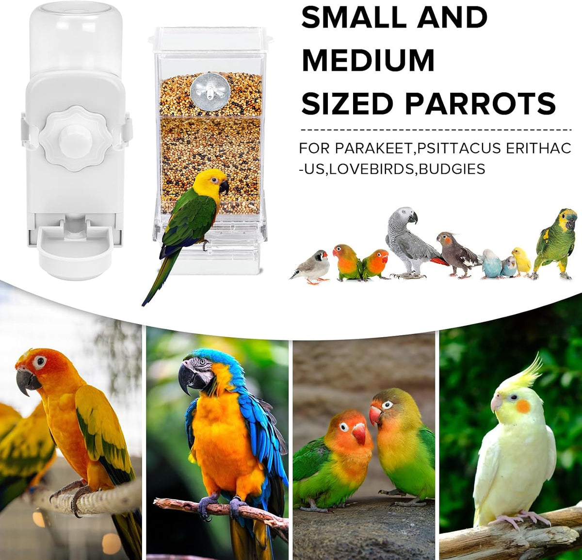 Lemtrflo No Mess Bird Feeder Water Dispenser Set - White - image 4