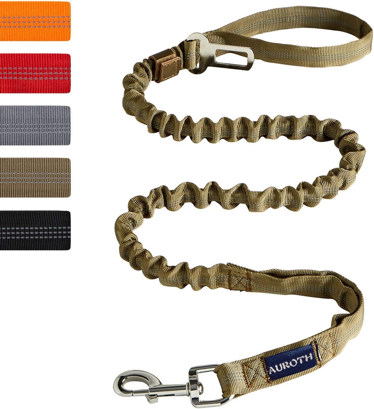AUROTH Bungee Dog Leash for Large Dogs - Army Yellow / MAX: 4.5 FT
