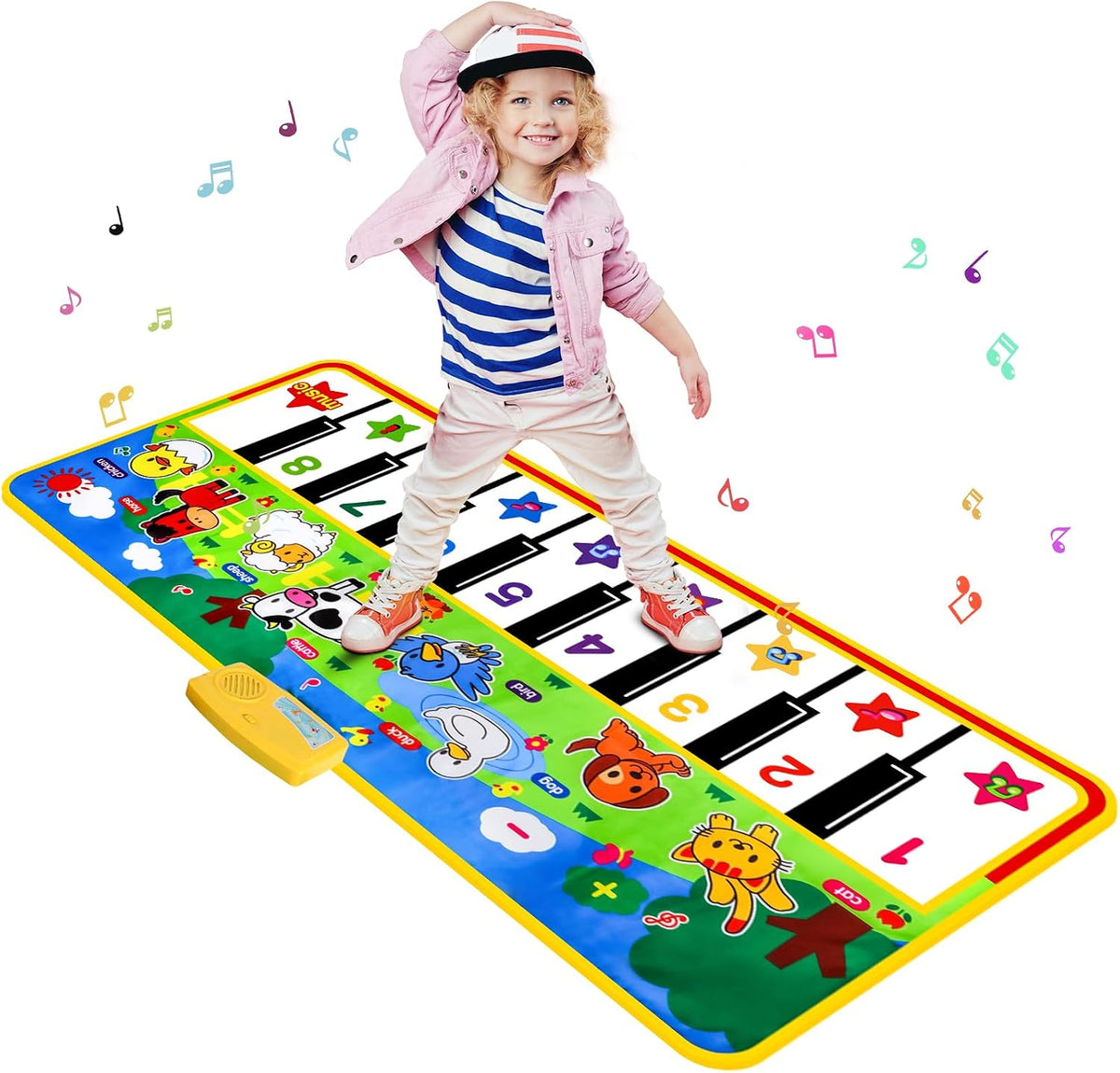 Floor Piano Mat, Keyboard Floor Dance Playmat with 28 Sounds & Music – Fun for Kids & Family - 53" x 23"