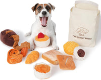 Nocciola Squeaky Bread Stuffed Dog Toys Pack - Golden Brown