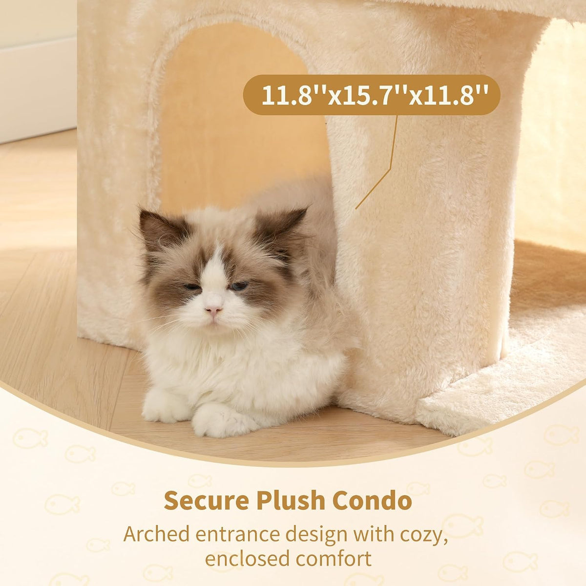 Heybly Cat Tree, 14" Cat Tower with Large Cat Bed & Condo HCT203SW – Essentials for Cats - 14 inch / Beige - image 4