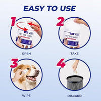 Wellix Dog & Cat Eye Wipes for Discharge and Crust - Pet Eye Wipes Tear Stain Remover for Dogs and Cats - Dog and Cat Grooming Wipes for Eyes and Wrinkle - 110 Counts