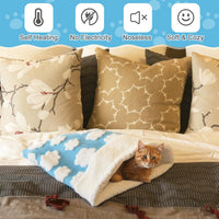 Self Heating Cat Sleeping Bag Indoor Self Warming Cat Bed Cave Heated - Classic / White Clouds - image 3