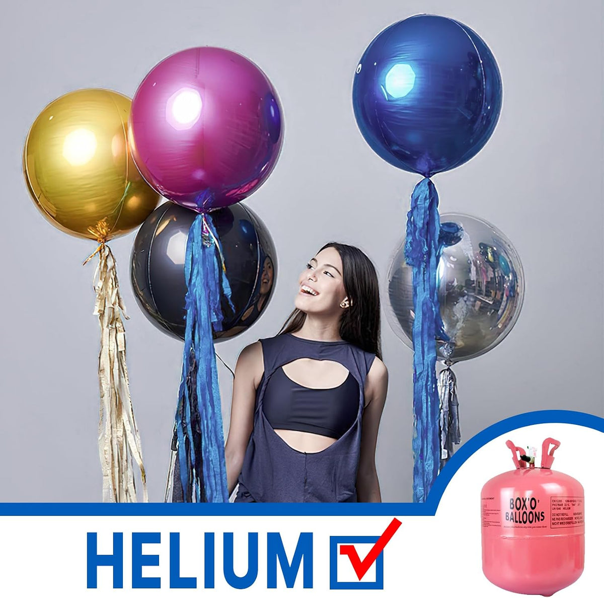PartyWoo Metallic Silver Foil Balloons 20pcs Large Round Giant 4D - Blue-navy Blue / 6 PCS-22 INCH - image 3