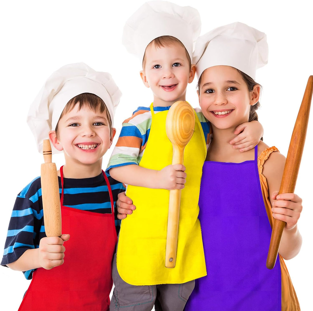 PLULON 8 Pcs Colorful Apron Kids Aprons for Painting Cooking Art Smock – Fun for Kids & Family - Multicolor / 30 - image 3