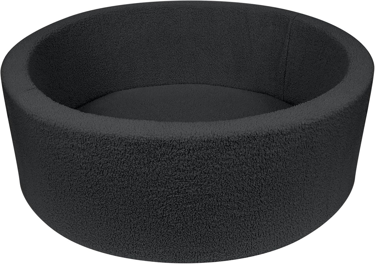 MEOGETY beige teddy fleece foam ball pit for toddlers with soft round walls - view 3