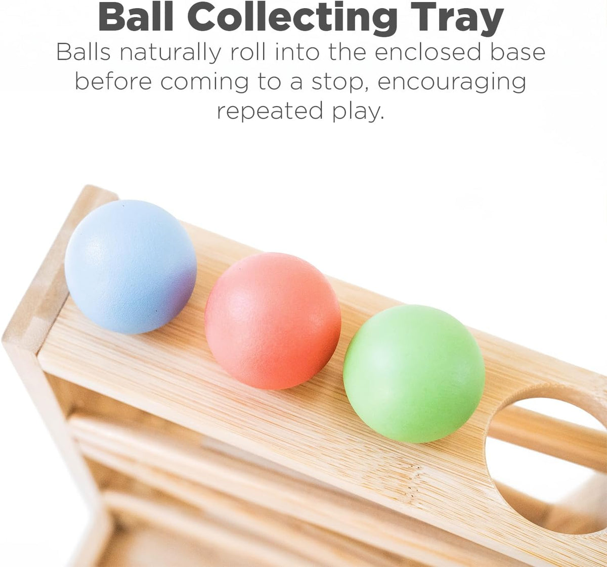Montessori & Me wooden ball tracker with open zigzag rails and balls - view 7
