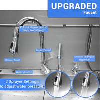 Professional Dog Grooming Tub, 62" Stainless Steel Dog Wash Station with Foldable Ramp, Storage Drawer, Floor Grate & Faucet/Dog Bathtub for Large, Medium & Small Pets - Left Door (62")