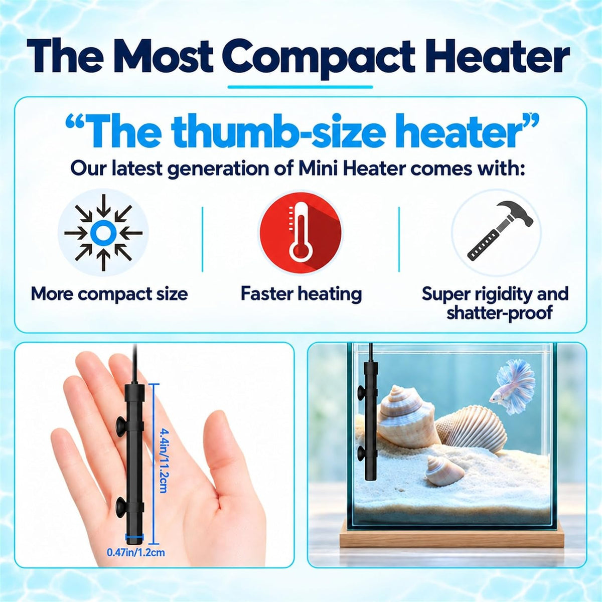 Thumb-Sized 15W Super Mini Aquarium Heater with Digital Display - For Aquariums ≤ 10 Gal - image 2