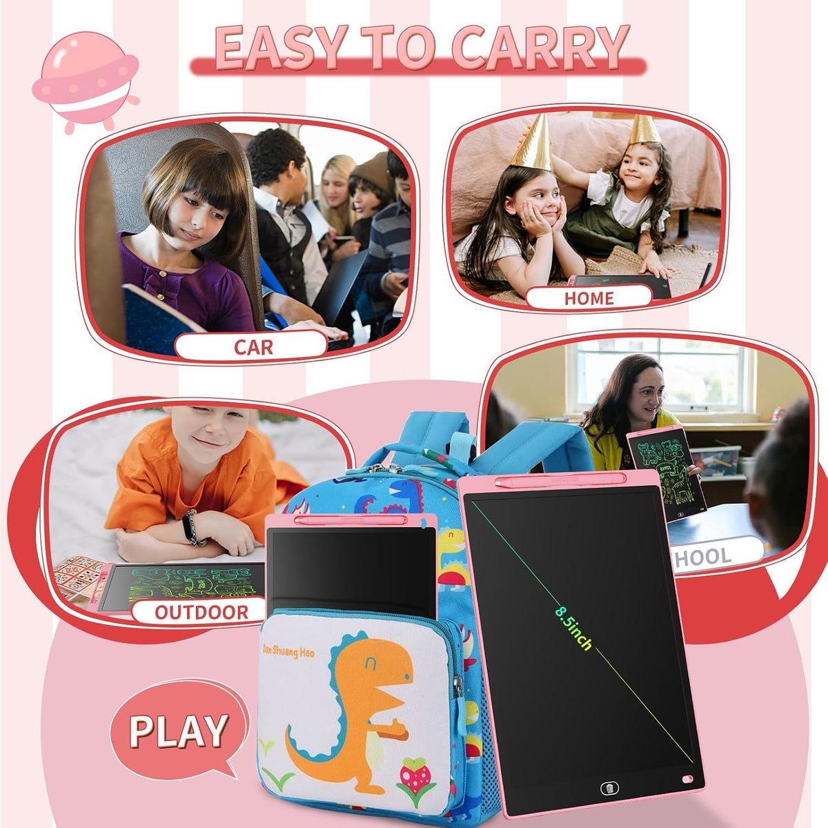 [2 Pack] Genialba LCD Writing Tablet 10-Inch Colorful Doodle Board - Purple & Pink / 8.5 Inch / 2 - image 2