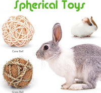 VESPRO Bunny Teys for Rabbits Hamster/Guinea Pig Toys Natural Timothy Hay Sticks chew Treats and Balls for Rabbit, Bunny, chinehila, Guirea Pig, Hamster, Bunny Teeth Care