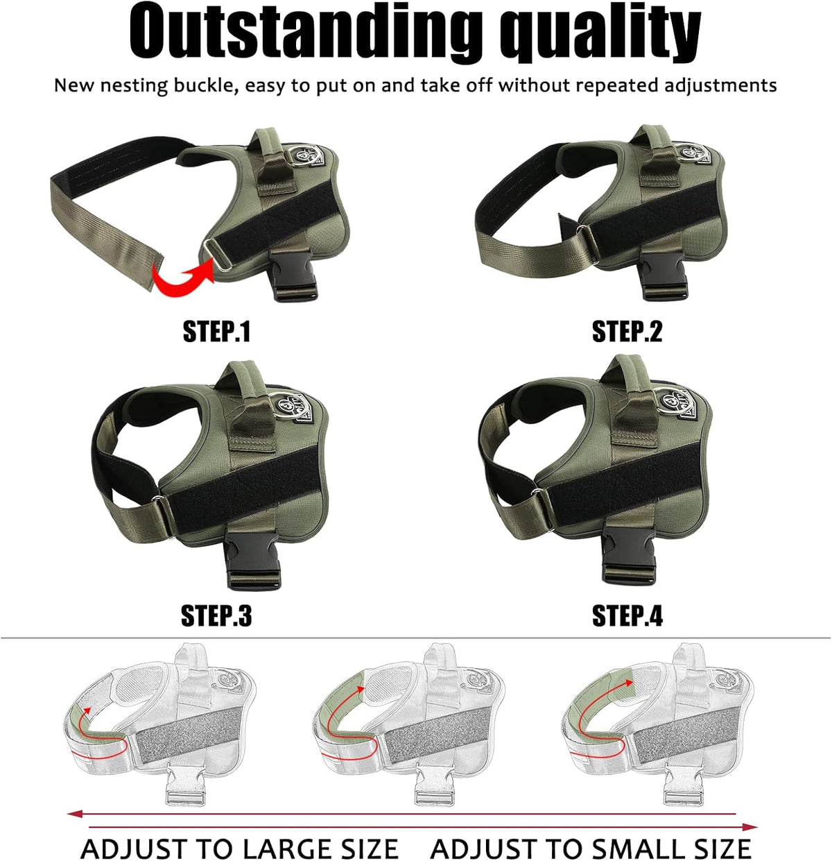 Bolux Dog Harness, No-Pull Reflective Dog Vest - Small (Pack of 1) / TacticalGreen - image 4