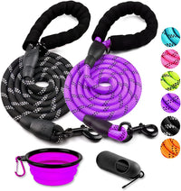 COOYOO 2 Pack Dog Leash 5 FT Heavy Duty - 1/2"x 5 FT (18~120 lbs.) / Set 3-Black+Purple