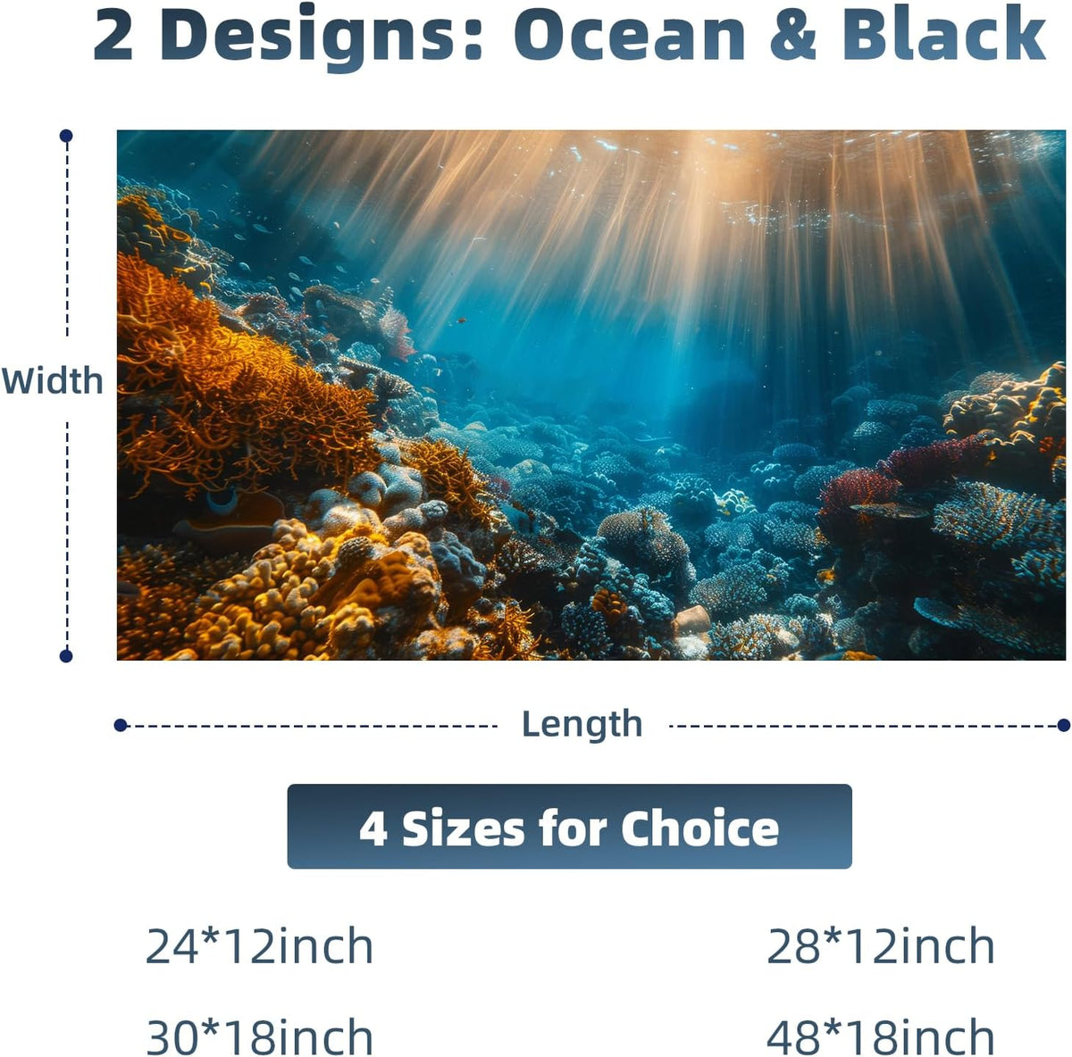 Aquarium Background, Ocean Fish Tank Background - 2 pack / 28x12in - image 3