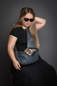 Noah & Paw Dog Sling Carrier for Small Dogs 5-18lb - Charcoal (Leather) / 15.0"L x 6.0"W x 5.5"H - image 2