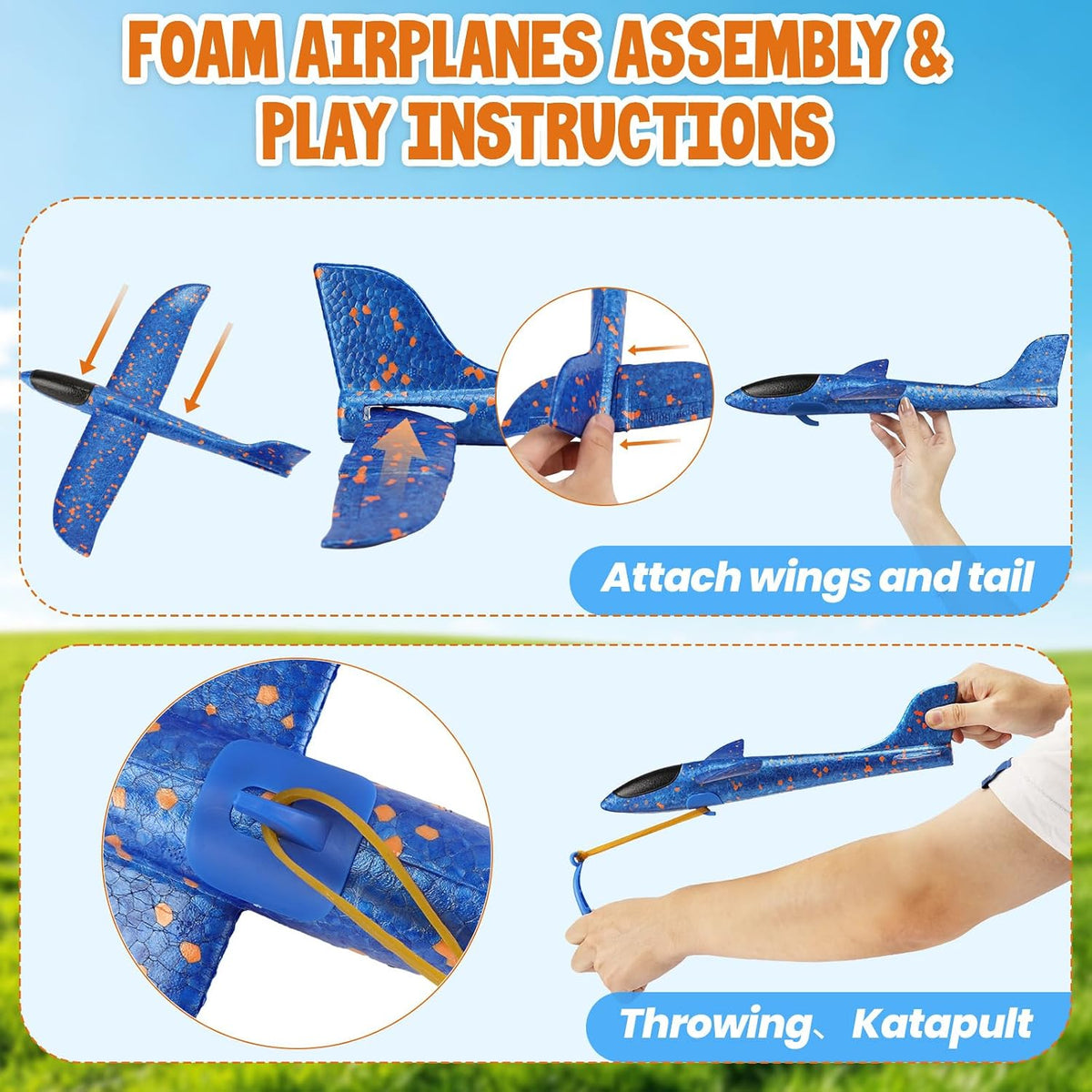 VCOSTORE 2 Pack Foam Airplanes for Kids - 2 Airplanes(catapult ) - image 4
