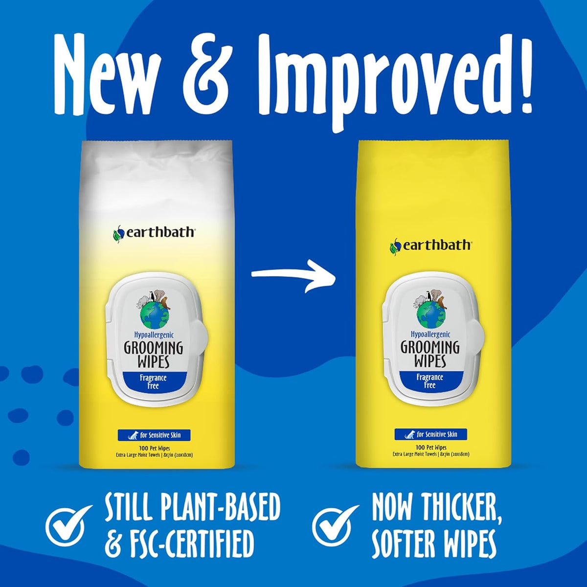 earthbath Oatmeal & Aloe Grooming Wipes - Fragrance Free / 100 Count (Pack of 1) - image 3