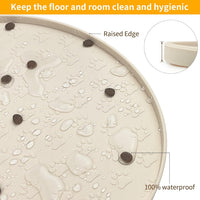 Dog Food Mat Spill-Proof Silicone Dog Bowl Mat Raised Edge Pet - Beige / 19"L x 12"W - image 4