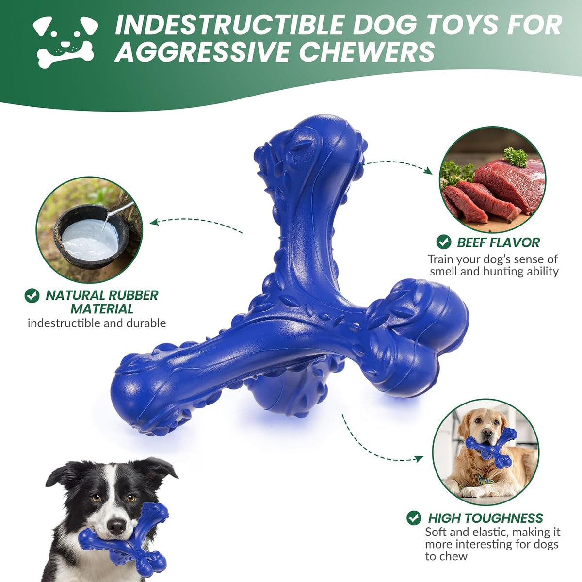 Dog Chew Toys for Aggressive Chewers Large Breed - Deep Blue - image 3