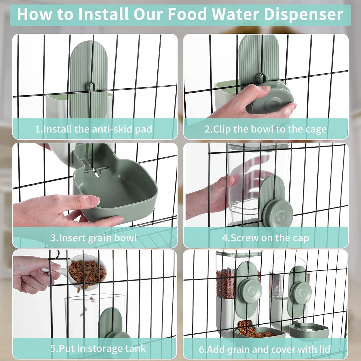 Lemtrflo Rabbit Feeder, Bunny Water Bottle Dispenser - Green - image 3