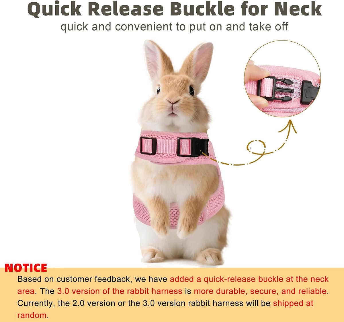 Breathable Bunny Harness and Leash Set with Cute Bow, Black S – Essentials for Small Pets - M / Pink - image 2
