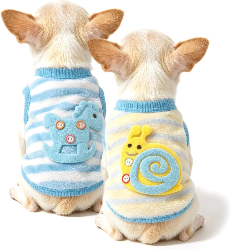 2 Pieces 0.8-1.5lb Teacup Dog Clothes Dog Sweaters for Small Dogs - Small(for 6.5-8lb) / Blue