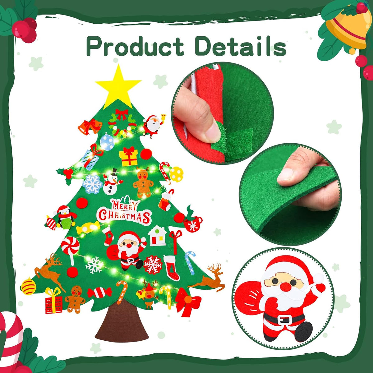 Max Fun DIY Felt Christmas Tree Set 3.2Ft with 41 Ornaments for Kids - image 4