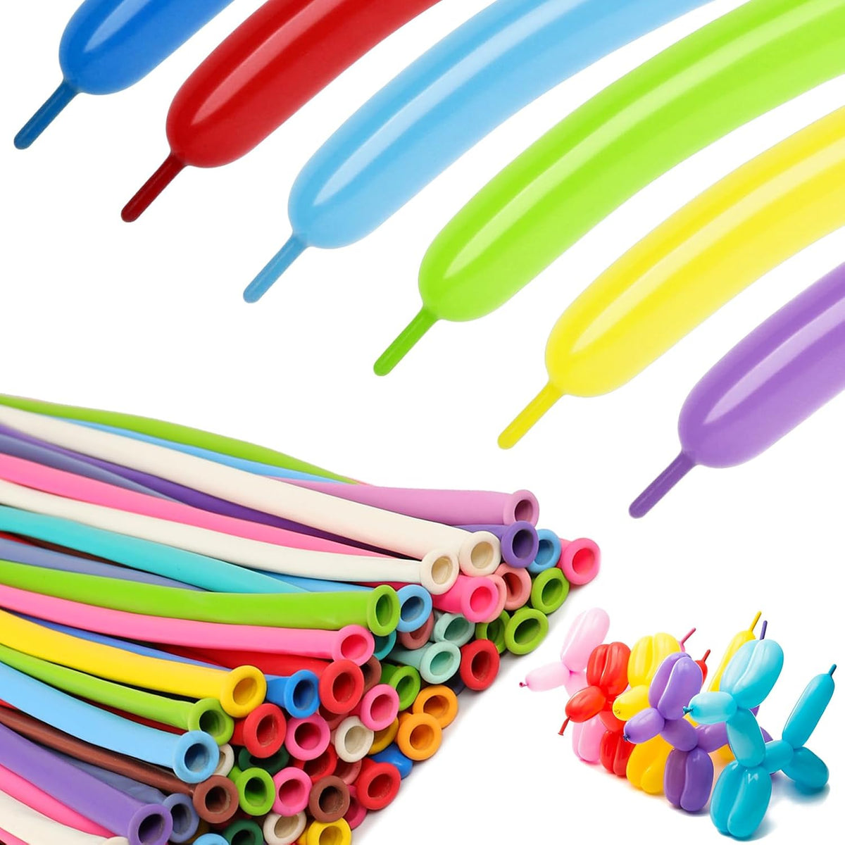 260 Balloons - Clear Long Balloons for Tying Balloon Arch & Balloon Ties – Fun for Kids & Family - Multi