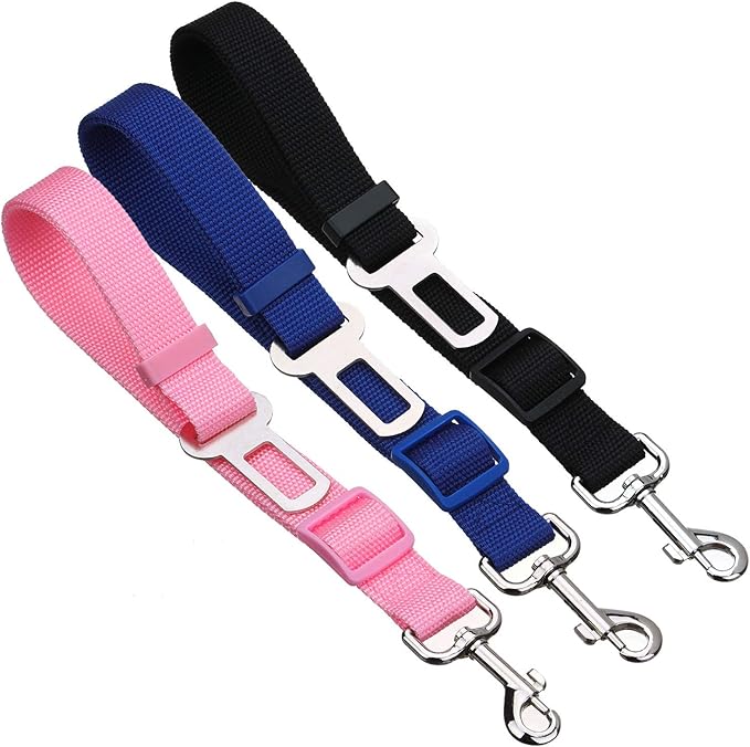 Elisel Elisel 2 Packs Adjustable Length Pet Dog Cat car seat Belt Pet seat Belt Pet Accessories for Dogs Cats and Pets (Black)