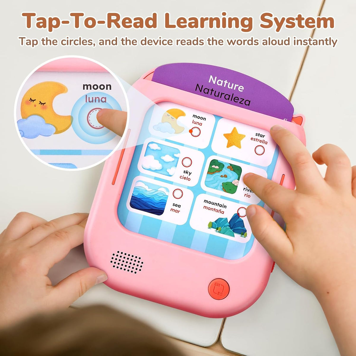 JoyCat Kids Learning Tablet - Pink:English&Spanish-Early Learning - image 2
