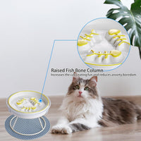 Ceramic Elevated Slow Feeder Cat Bowl, Anti Vomit - Pink+Green+Blue+Yellow - image 4
