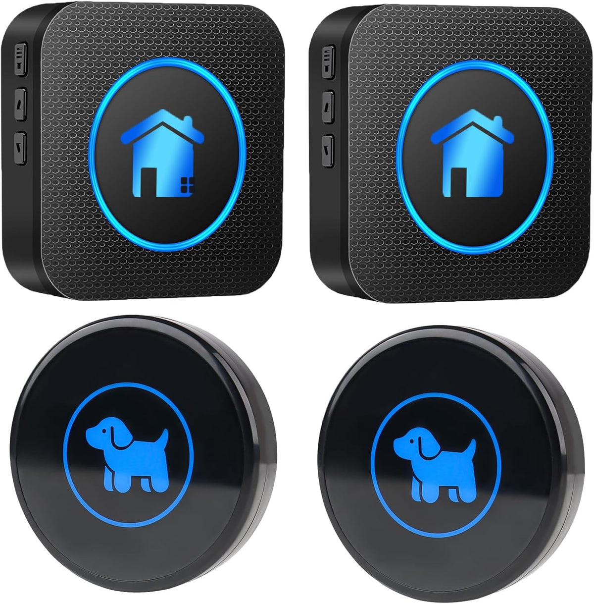 Dog Door Bell for Potty Training - Black – 2 Buttons + 2 Receivers
